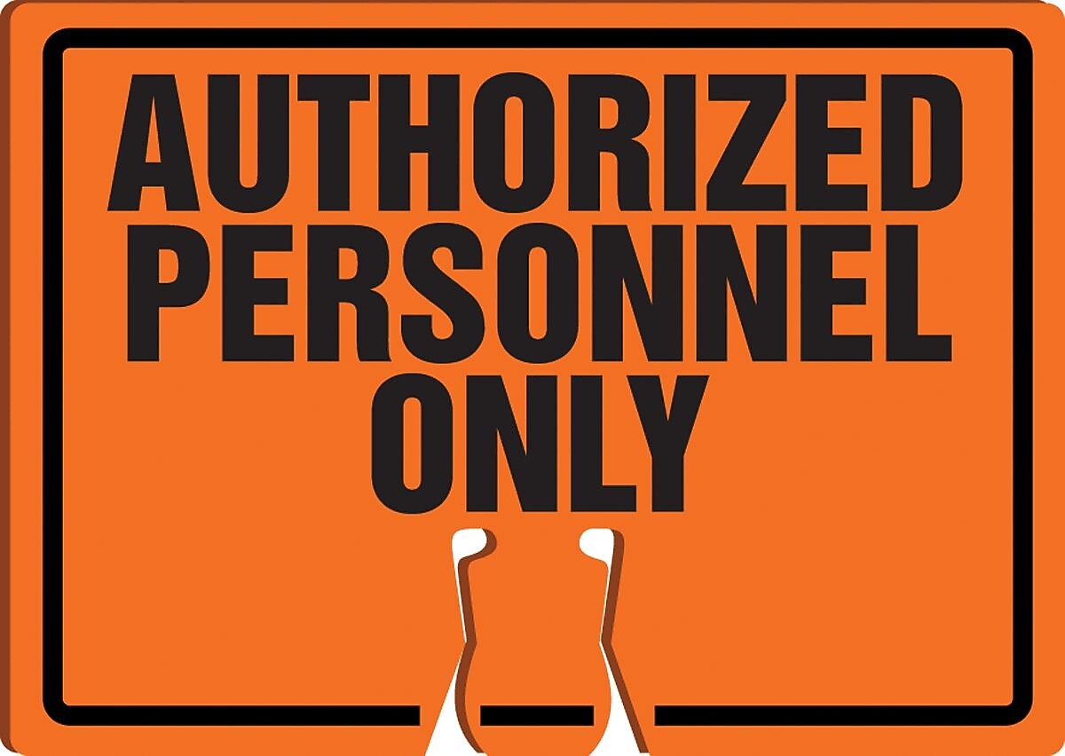 Accuform Traffic Cone Top Warning Sign, AUTHORIZED PERSONNEL ONLY, 10" x 14", Plastic (FBC764)
