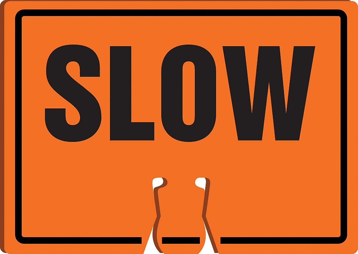 Accuform Traffic Cone Top Warning Sign, SLOW, 10" x 14", Plastic (FBC758)