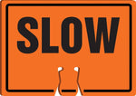 Accuform Traffic Cone Top Warning Sign, SLOW, 10" x 14", Plastic (FBC758)