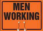 Accuform Traffic Cone Top Warning Sign, MEN WORKING, 10" x 14", Plastic (FBC754)