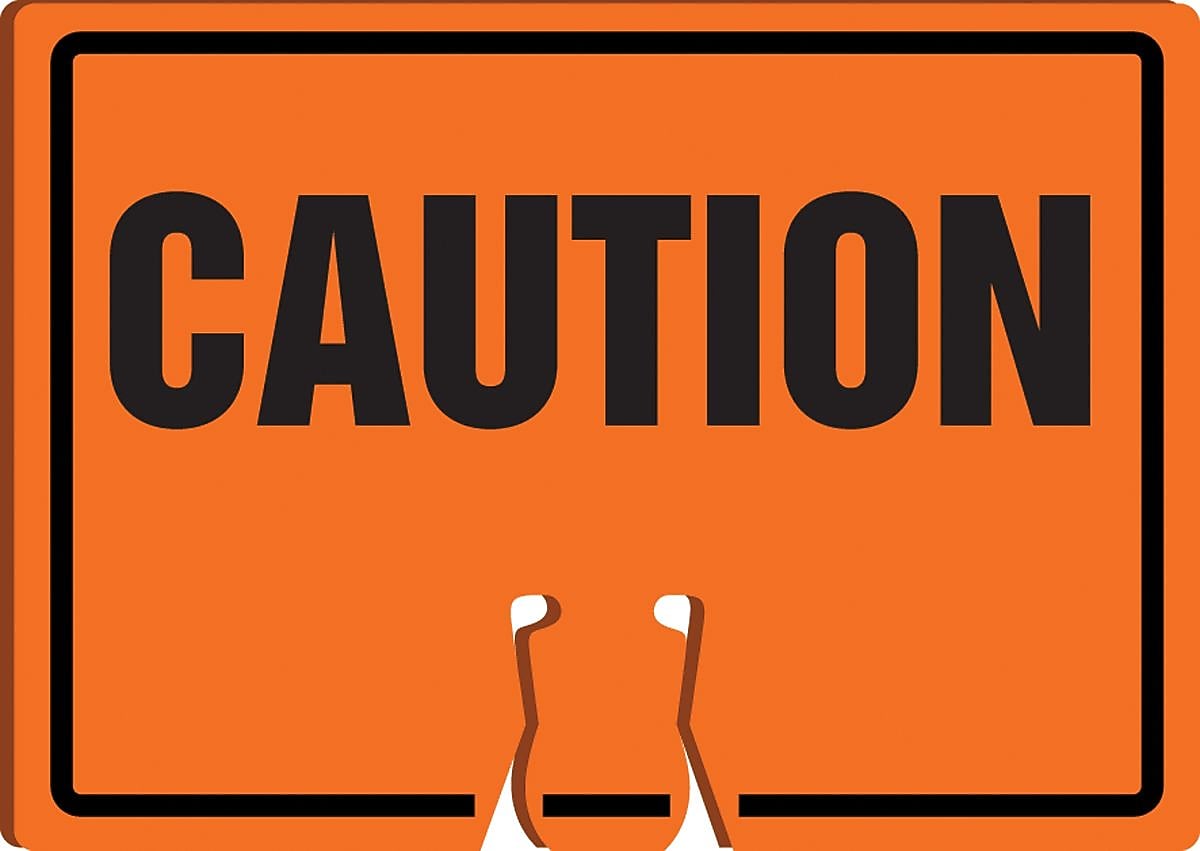 Accuform Traffic Cone Top Warning Sign, CAUTION, 10" x 14", Plastic (FBC752)