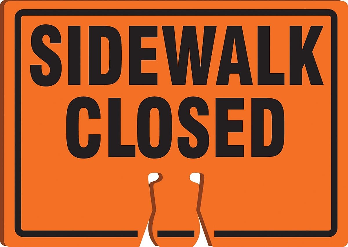 Accuform Traffic Cone Top Warning Sign, SIDEWALK CLOSED, 10" x 14", Plastic (FBC737)