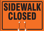 Accuform Traffic Cone Top Warning Sign, SIDEWALK CLOSED, 10" x 14", Plastic (FBC737)