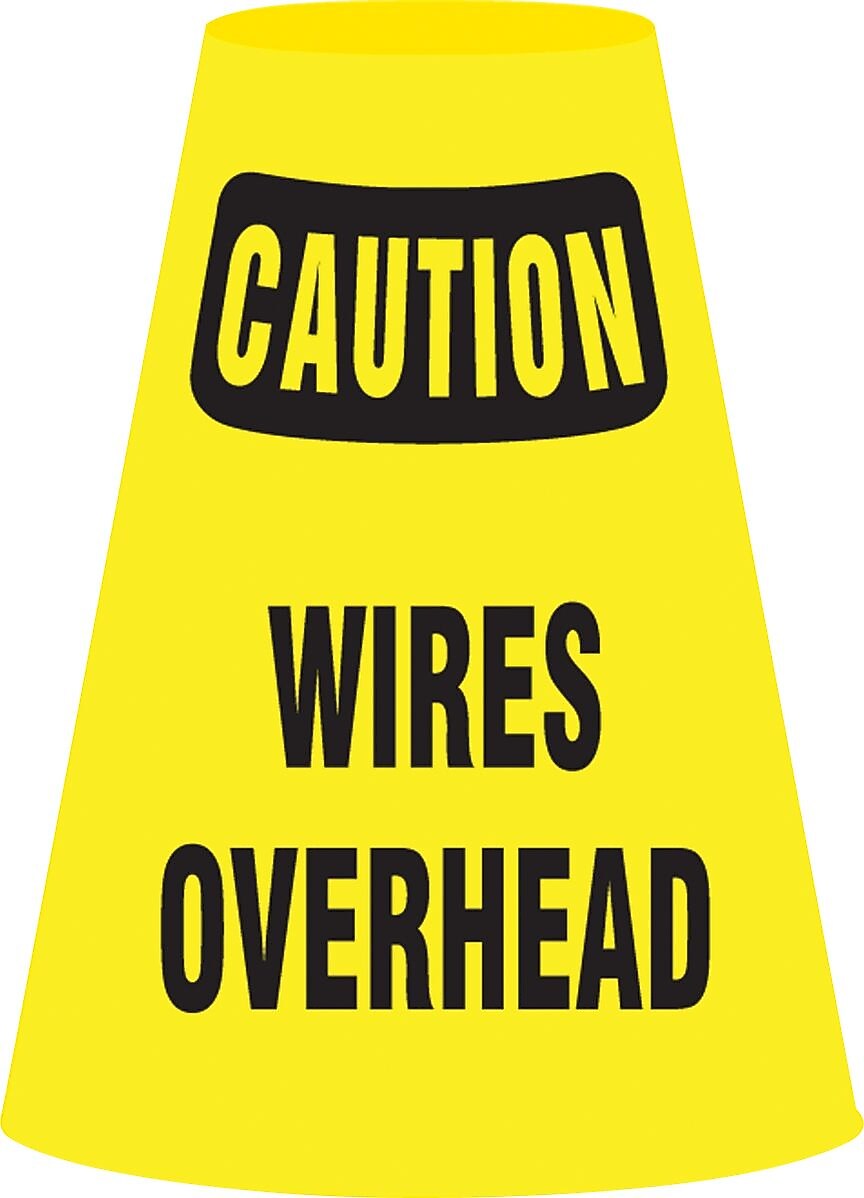 Accuform Traffic Cone Cuff Sleeve, CAUTION WIRES OVERHEAD, Reinforced Vinyl (FBC914E)