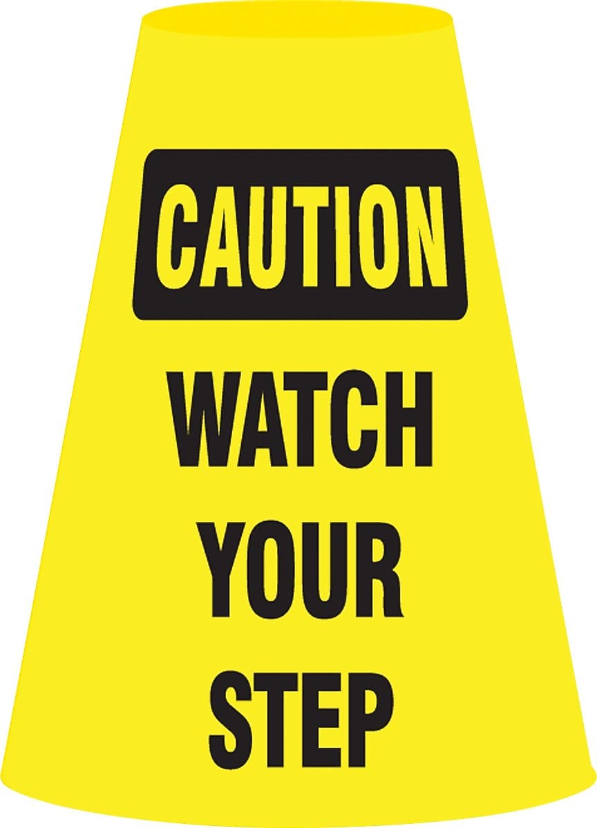 Accuform Traffic Cone Cuff Sleeve, CAUTION WATCH YOUR STEP, Reinforced Vinyl (FBC919E)