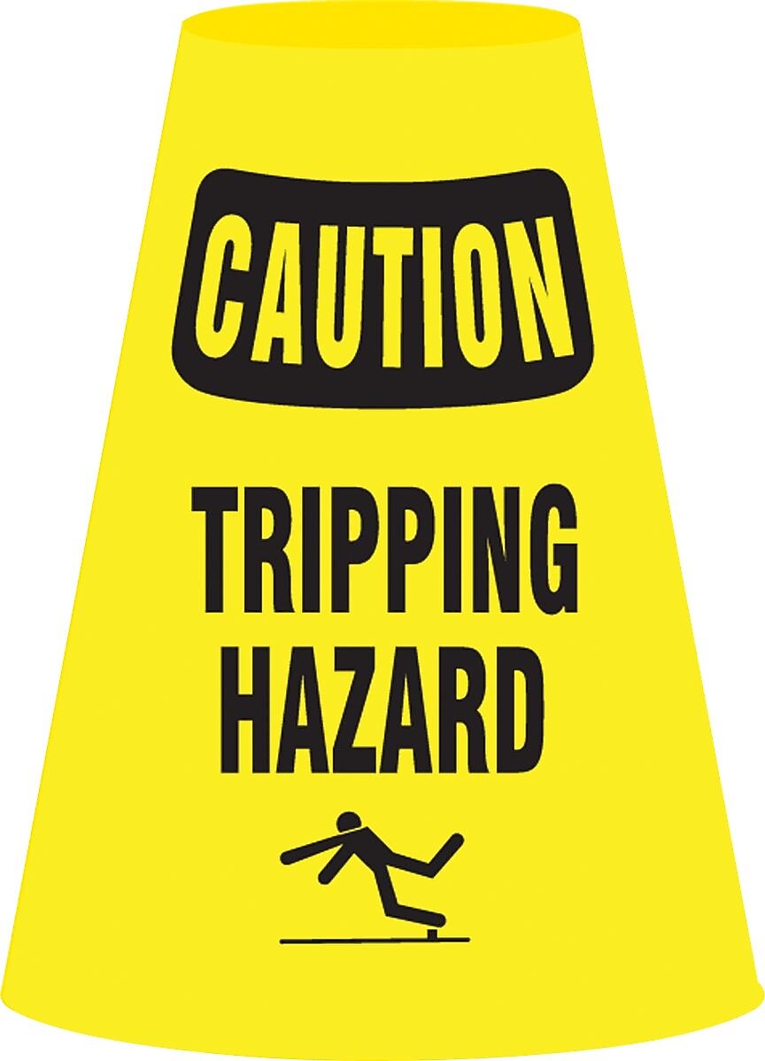 Accuform Traffic Cone Cuff Sleeve, CAUTION TRIPPING HAZARD, Reinforced Vinyl (FBC913E)