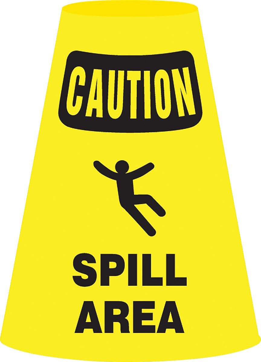 Accuform Traffic Cone Cuff Sleeve, CAUTION SPILL AREA, Reinforced Vinyl (FBC924E)