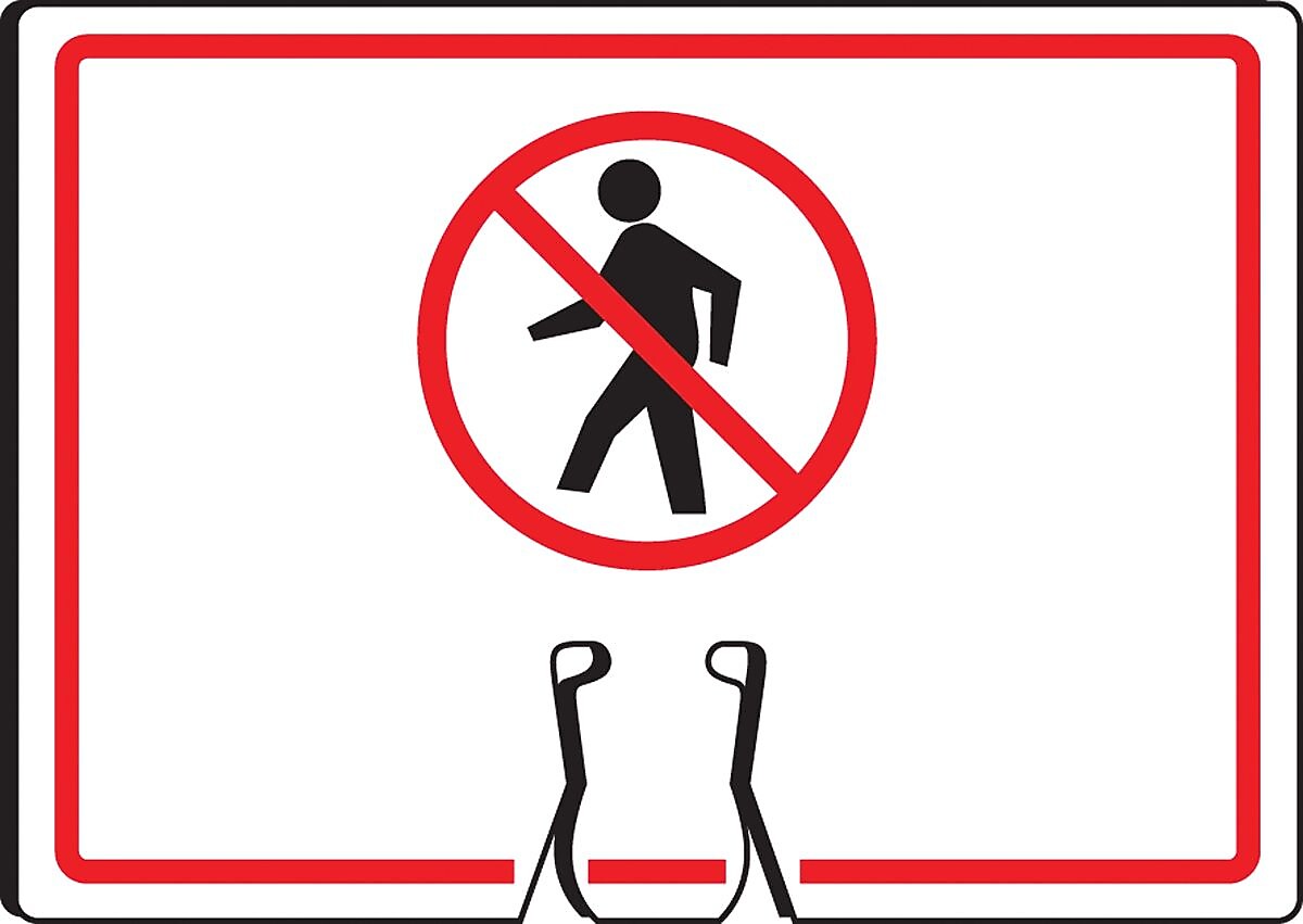 Accuform Traffic Cone Top Warning Sign, (NO PEDESTRIANS SYMBOL), 10" x 14", Plastic (FBC731)