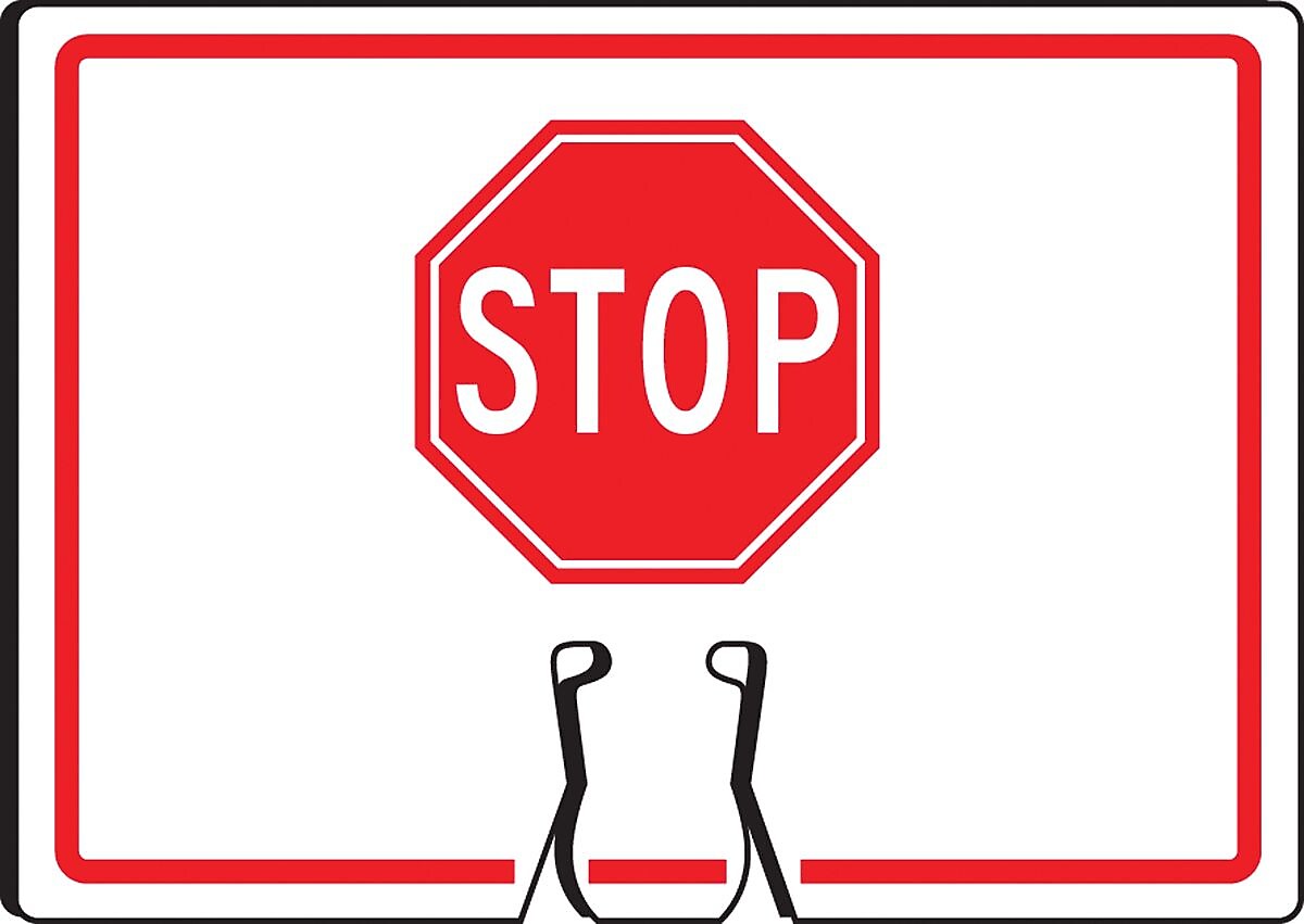 Accuform Traffic Cone Top Warning Sign, (STOP SIGN SYMBOL), 10" x 14", Plastic (FBC738)