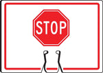 Accuform Traffic Cone Top Warning Sign, (STOP SIGN SYMBOL), 10" x 14", Plastic (FBC738)