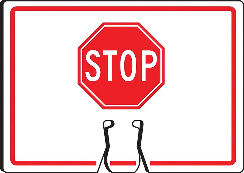 Accuform Traffic Cone Top Warning Sign, (STOP SIGN SYMBOL), 10" x 14", Plastic (FBC738)