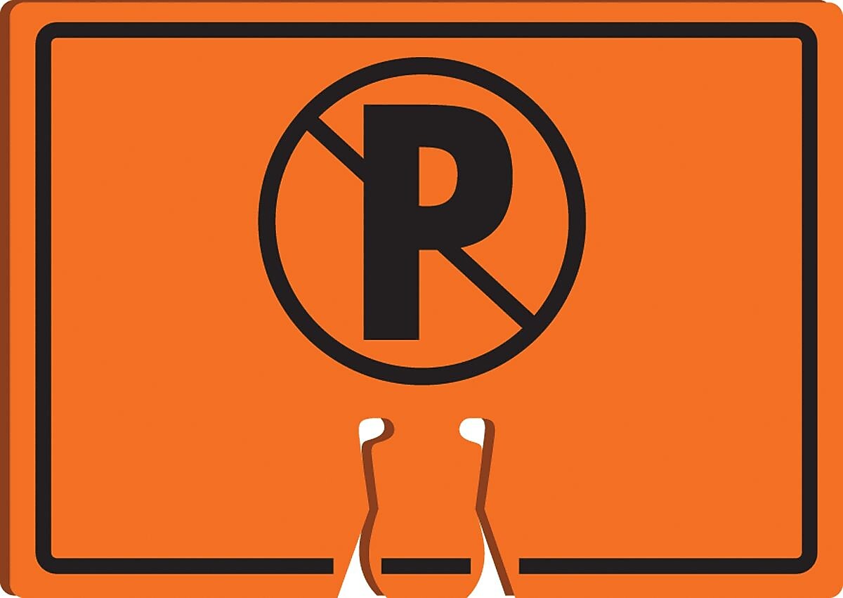 Accuform Traffic Cone Top Warning Sign, (NO PARKING SYMBOL), 10" x 14", Plastic (FBC750)