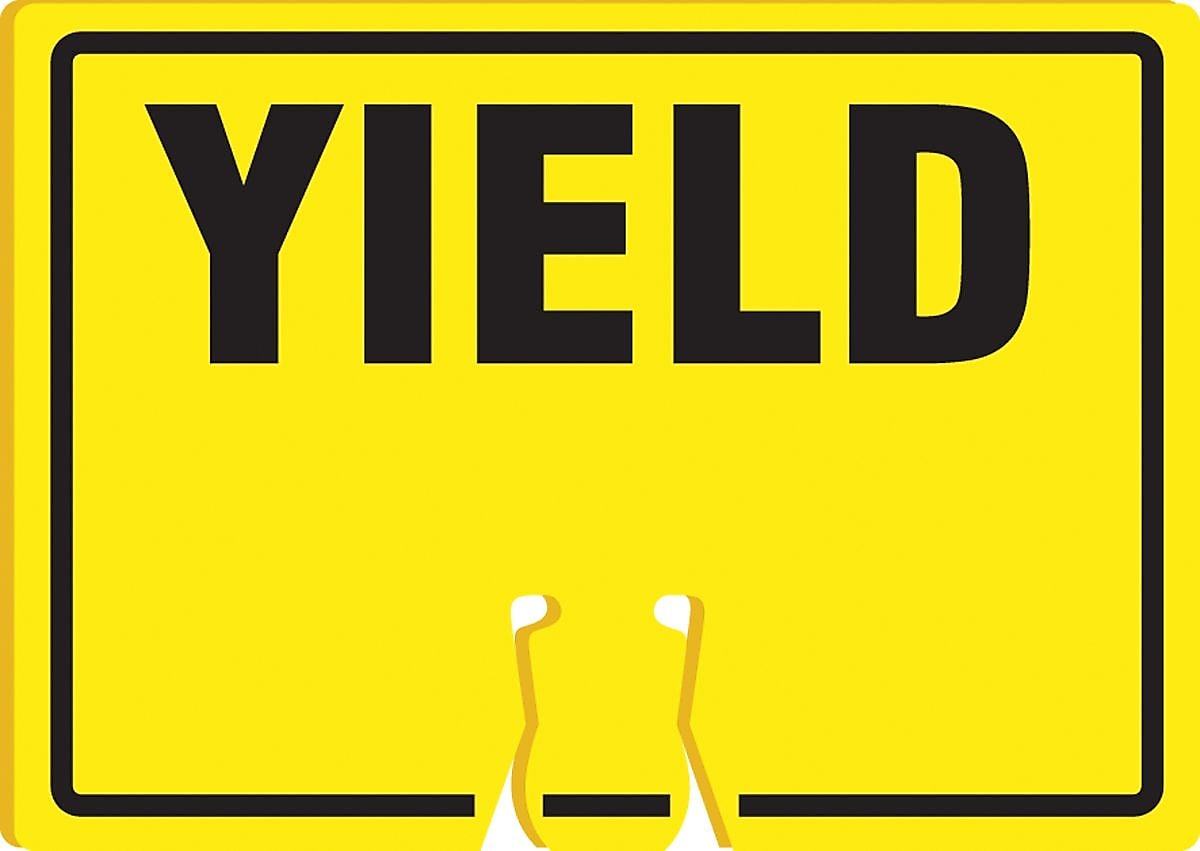Accuform Traffic Cone Top Warning Sign, YIELD, 10" x 14", Plastic (FBC767)