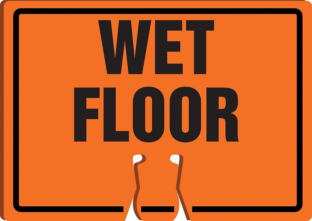 Accuform Traffic Cone Top Warning Sign, WET FLOOR, 10" x 14", Plastic (FBC760)