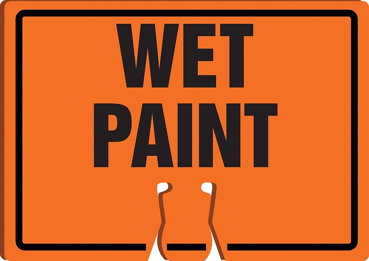 Accuform Traffic Cone Top Warning Sign, WET PAINT, 10" x 14", Plastic (FBC762)