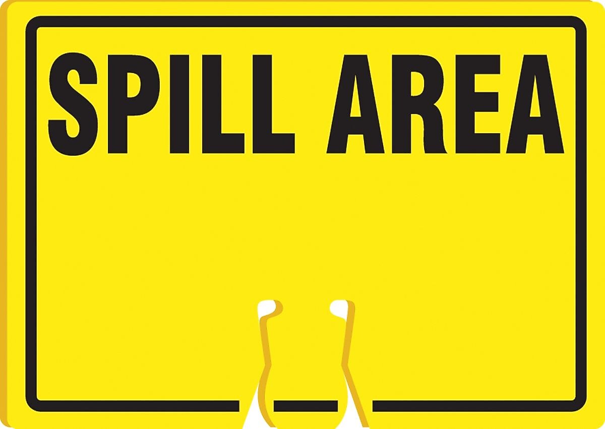 Accuform Traffic Cone Top Warning Sign, SPILL AREA, 10" x 14", Plastic (FBC727)