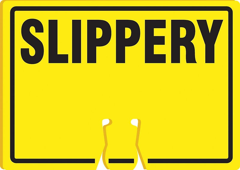 Accuform Traffic Cone Top Warning Sign, SLIPPERY, 10" x 14", Plastic (FBC729)