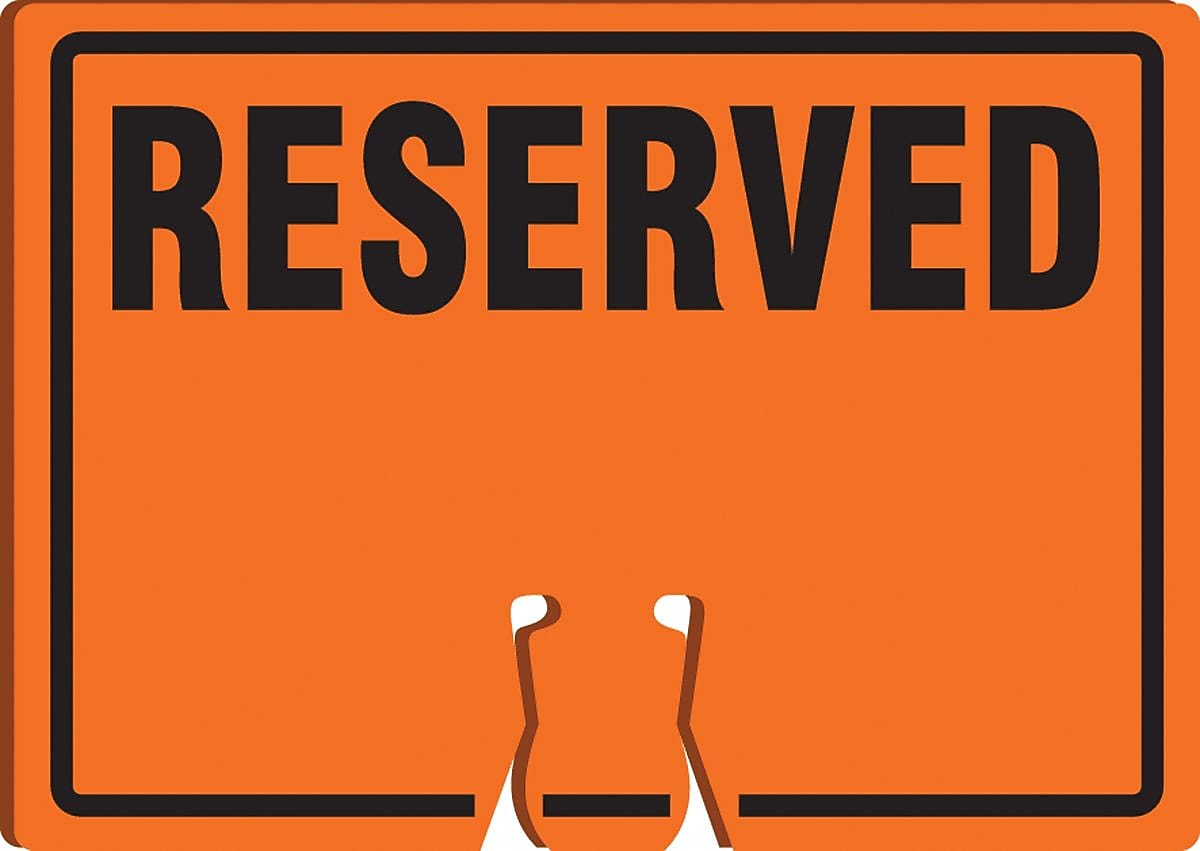 Accuform Traffic Cone Top Warning Sign, RESERVED, 10" x 14", Plastic (FBC734)