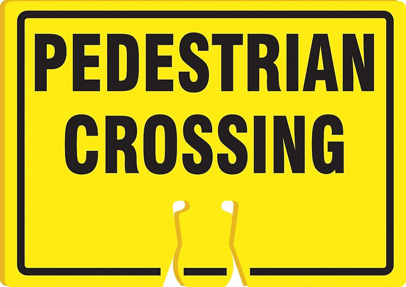 Accuform Traffic Cone Top Warning Sign, PEDESTRIAN CROSSING, 10" x 14", Plastic (FBC728)
