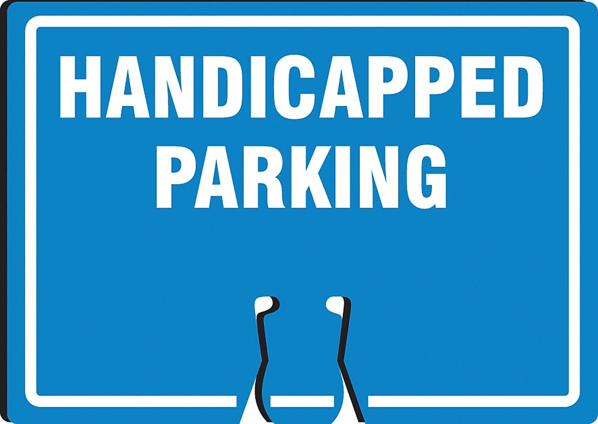 Accuform Traffic Cone Top Warning Sign, HANDICAPPED PARKING, 10" x 14", Plastic (FBC777)
