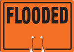 Accuform Traffic Cone Top Warning Sign, FLOODED, 10" x 14", Plastic (FBC753)
