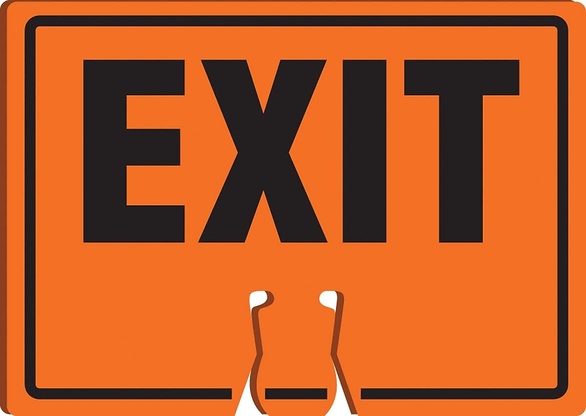 Accuform Traffic Cone Top Warning Sign, EXIT, 10" x 14", Plastic (FBC742)