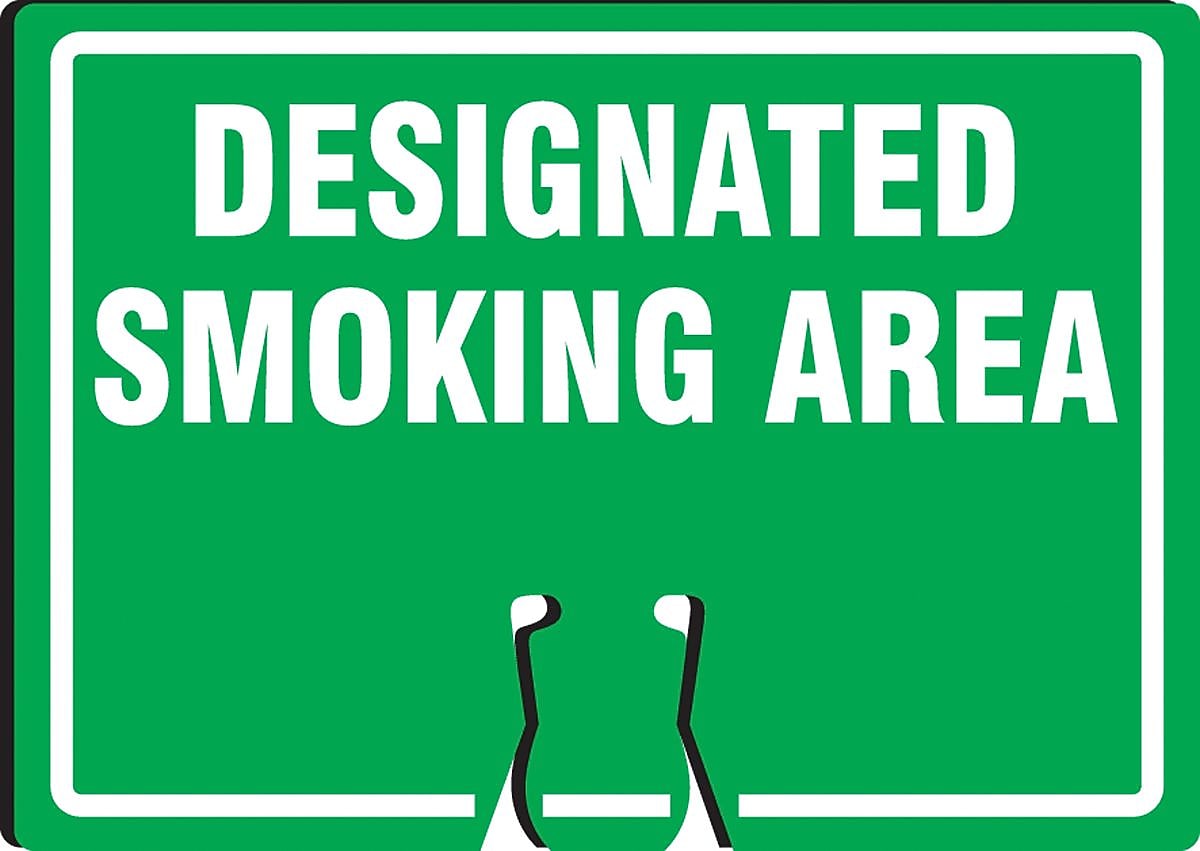 Accuform "DESIGNATED SMOKING AREA" Traffic Cone Top Warning Sign, 10" x 14", Green (FBC743)