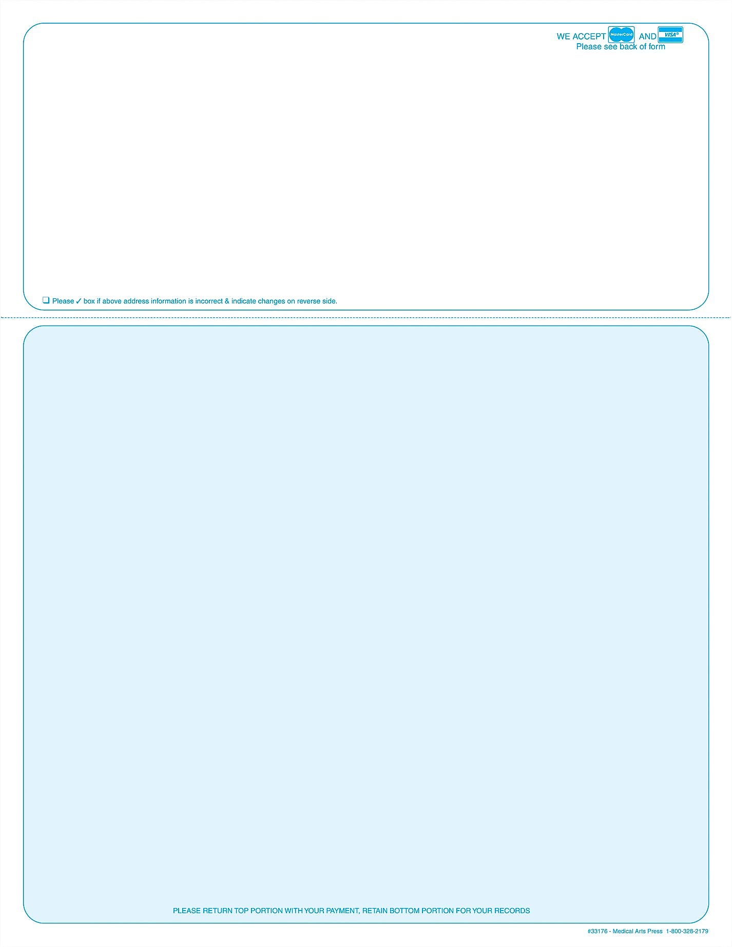 Solid Color Laser Statements, Style B, with Credit Card Information, Blue