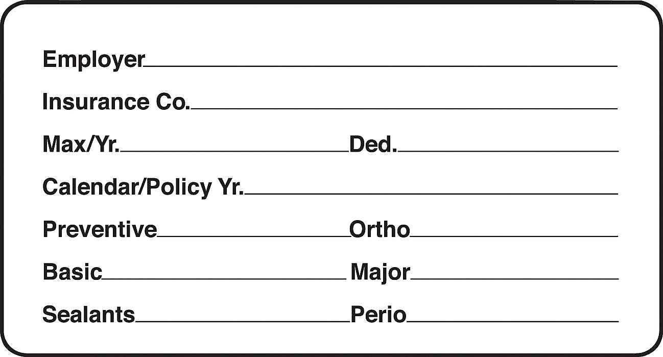 Insurance Chart File Medical Labels, Insurance Information, White, 1-3/4x3-1/4", 500 Labels