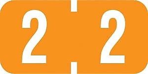 Medical Arts Press TAB Products Compatible Numeric Mini Label Sheets, "2", 250/Pack (36632)
