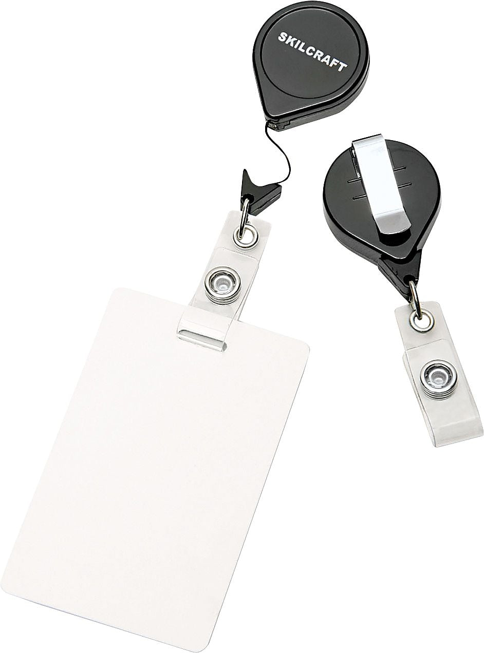 AbilityOne ID Badge Reels, Retractable, 30" Cord, Dozen