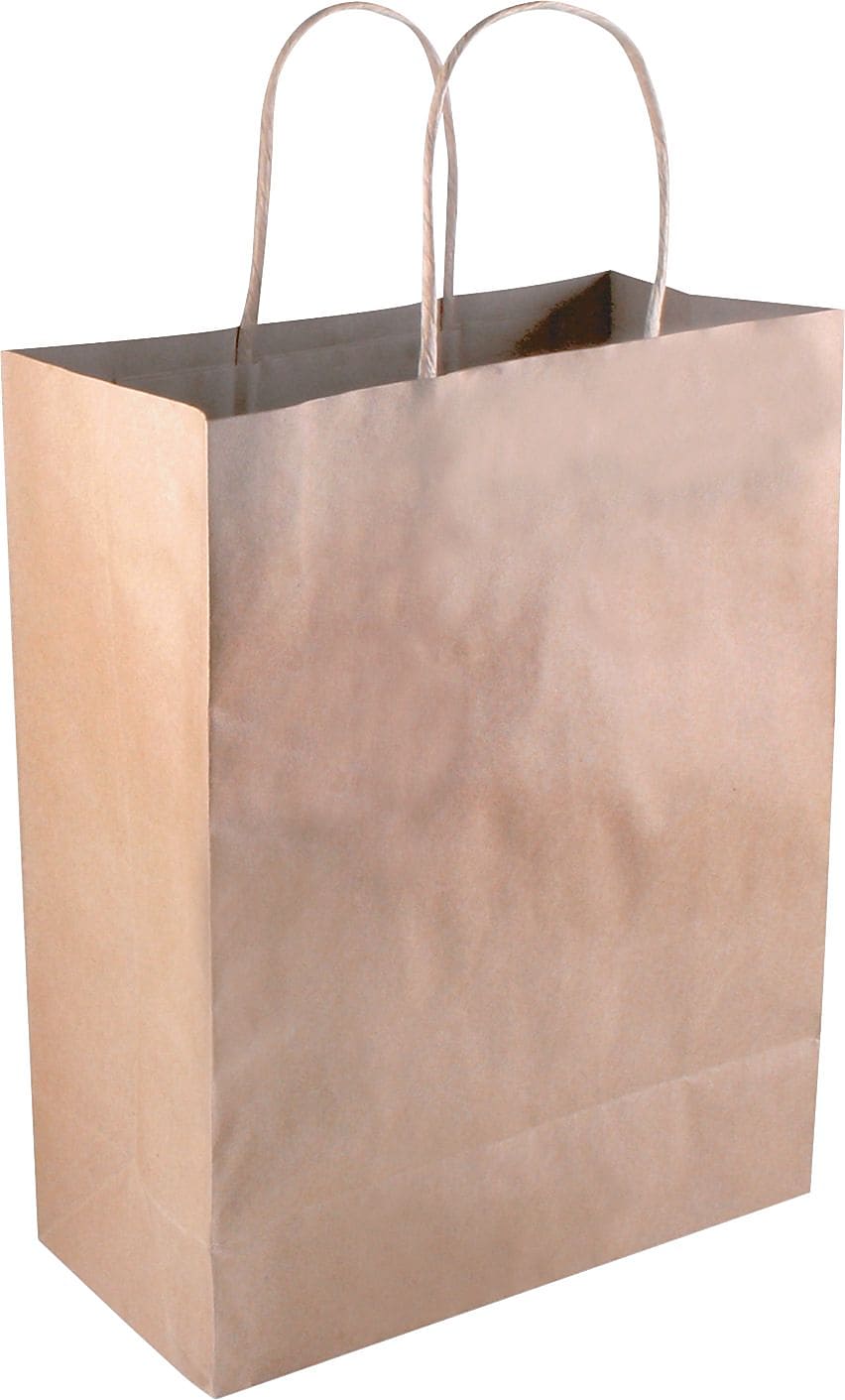 Cosco 14.96" x 8.27" x 4" Kraft Paper Shopping Bags, Brown, 50/Carton (098375)