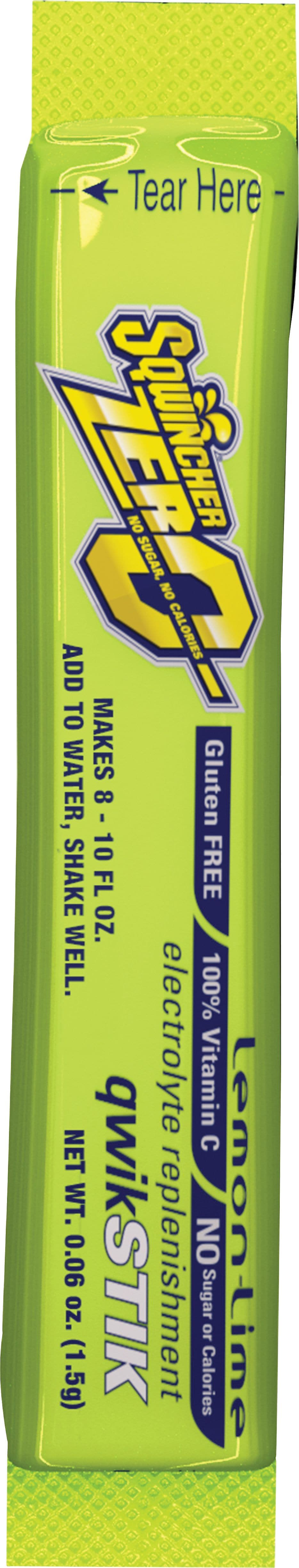 Sqwincher ZERO Qwik Stik Powder Concentrate Energy Drink, 0.6 oz. Stik, Lemon-Lime, 500/Carton (690-060205-LL)