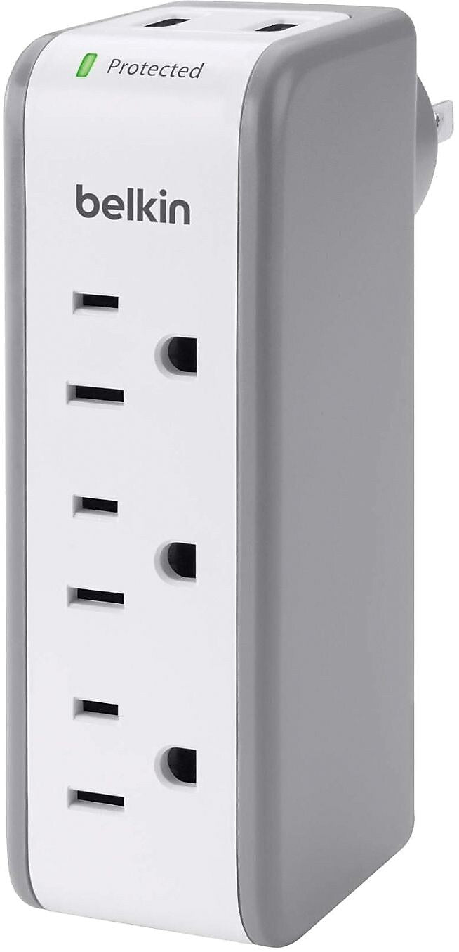 Belkin 3-Outlet Mini Travel Surge Protector, 918 Joules (BST300BG)