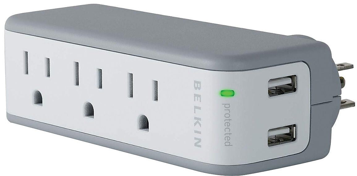 Belkin 3-Outlet Mini Travel Surge Protector, 918 Joules (BST300BG)