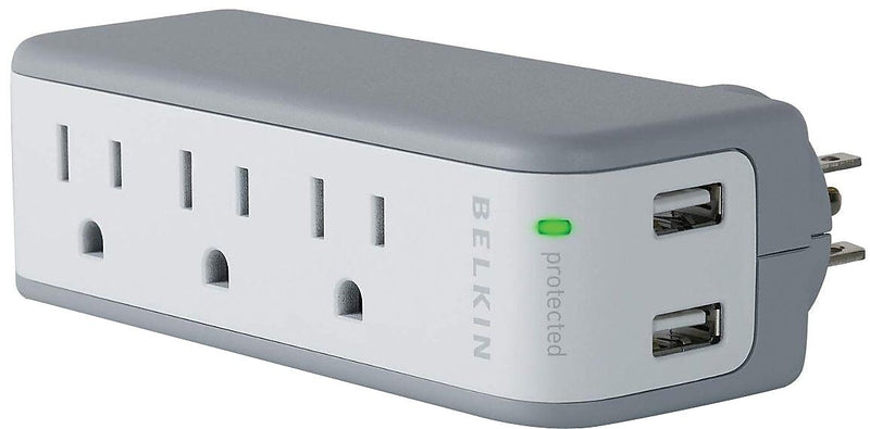Belkin 3-Outlet Mini Travel Surge Protector, 918 Joules (BST300BG)