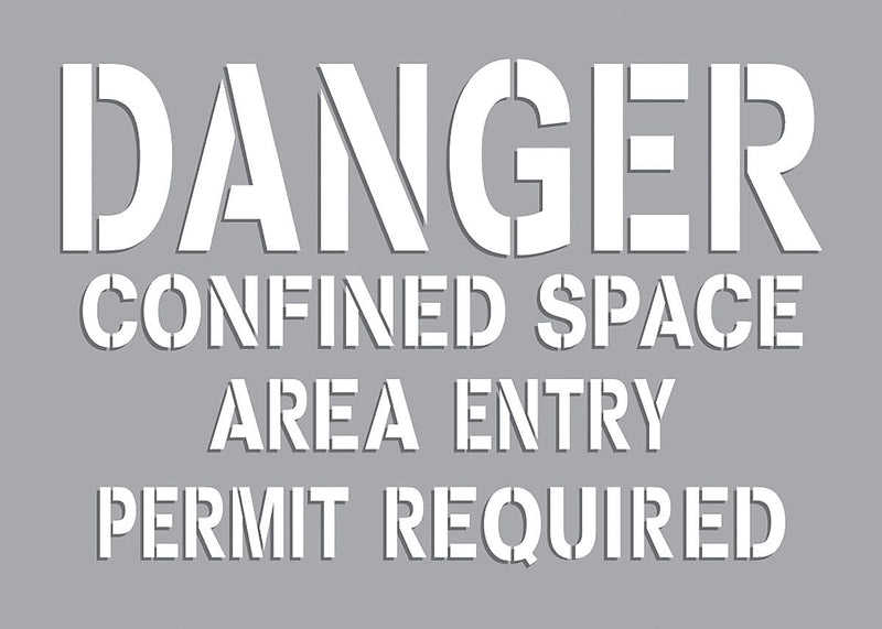 Accuform Stencil, DANGER CONFINED SPACE AREA ENTRY PERMIT REQUIRED, 7"x10", Plastic (CST712)