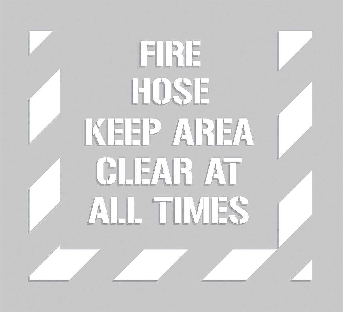 Accuform Floor Marking Stencil, FIRE HOSE KEEP AREA CLEAR AT ALL TIMES, 44" x 40", Plastic (PMS323)