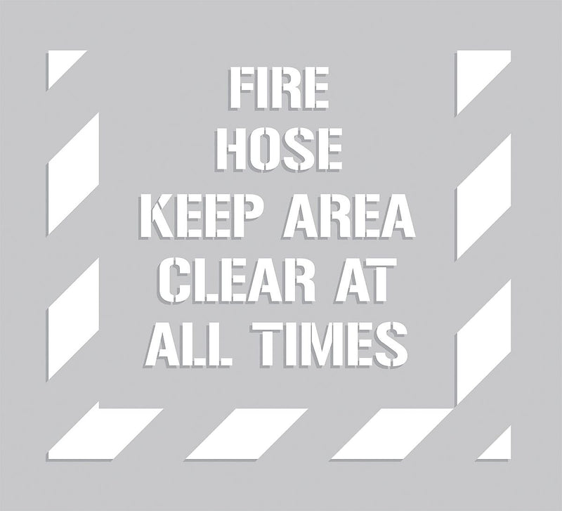 Accuform Floor Marking Stencil, FIRE HOSE KEEP AREA CLEAR AT ALL TIMES, 44" x 40", Plastic (PMS323)