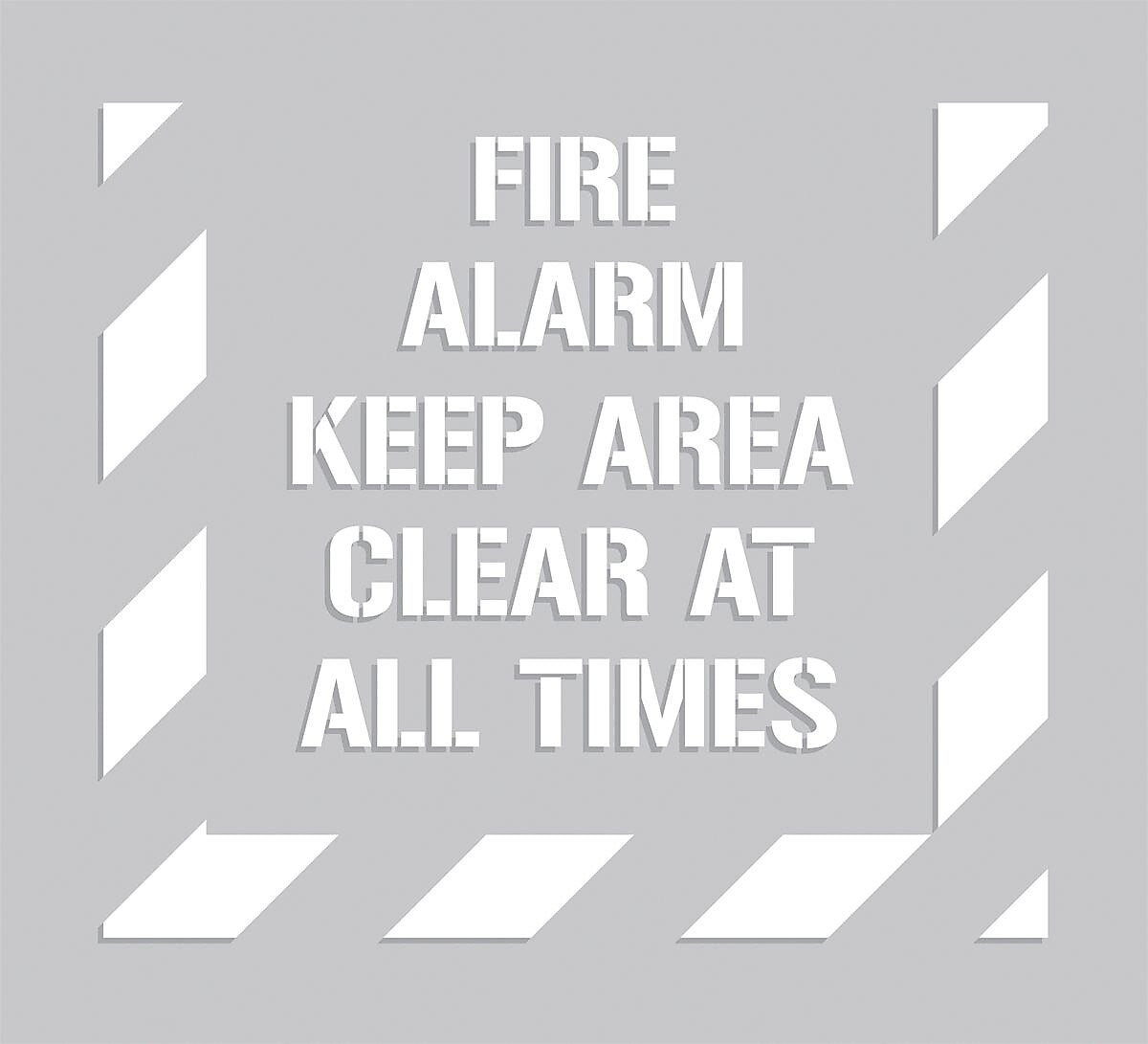 ACCUFORM SIGNS® Floor Marking Stencil, FIRE ALARM KEEP AREA CLEAR AT ALL TIMES, 44" x 40", Plastic