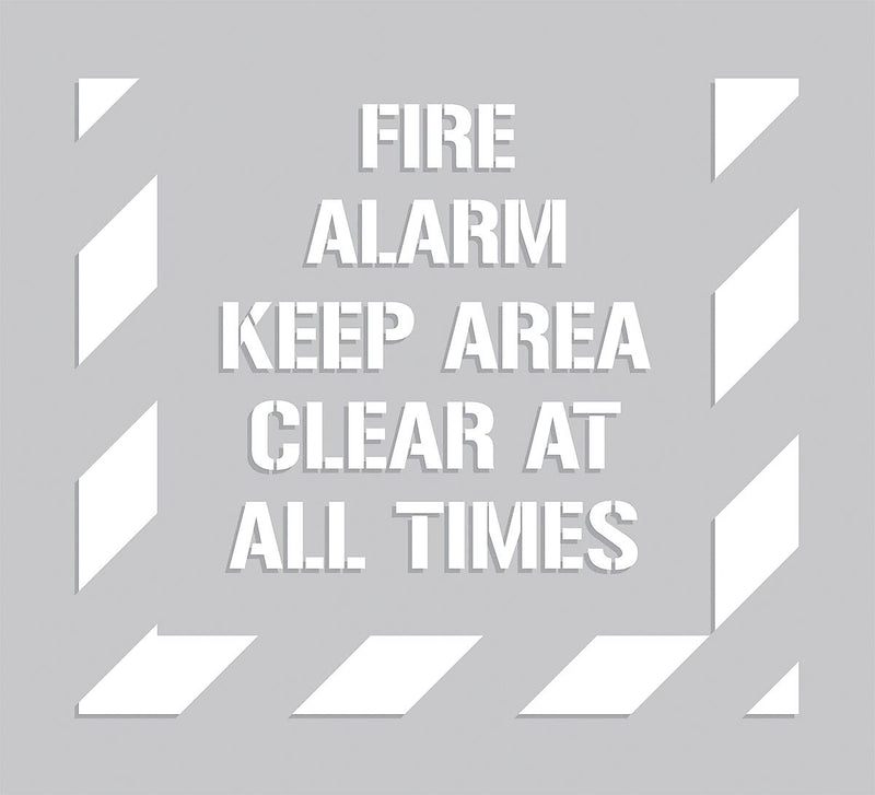 ACCUFORM SIGNS® Floor Marking Stencil, FIRE ALARM KEEP AREA CLEAR AT ALL TIMES, 44" x 40", Plastic
