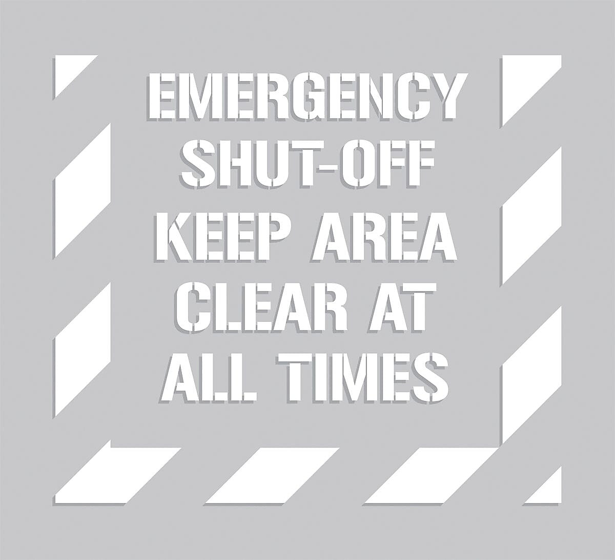 Accuform Floor Stencil, EMERGENCY SHUT-OFF KEEP AREA CLEAR AT ALL TIMES, 44"x40", Plastic (PMS329)