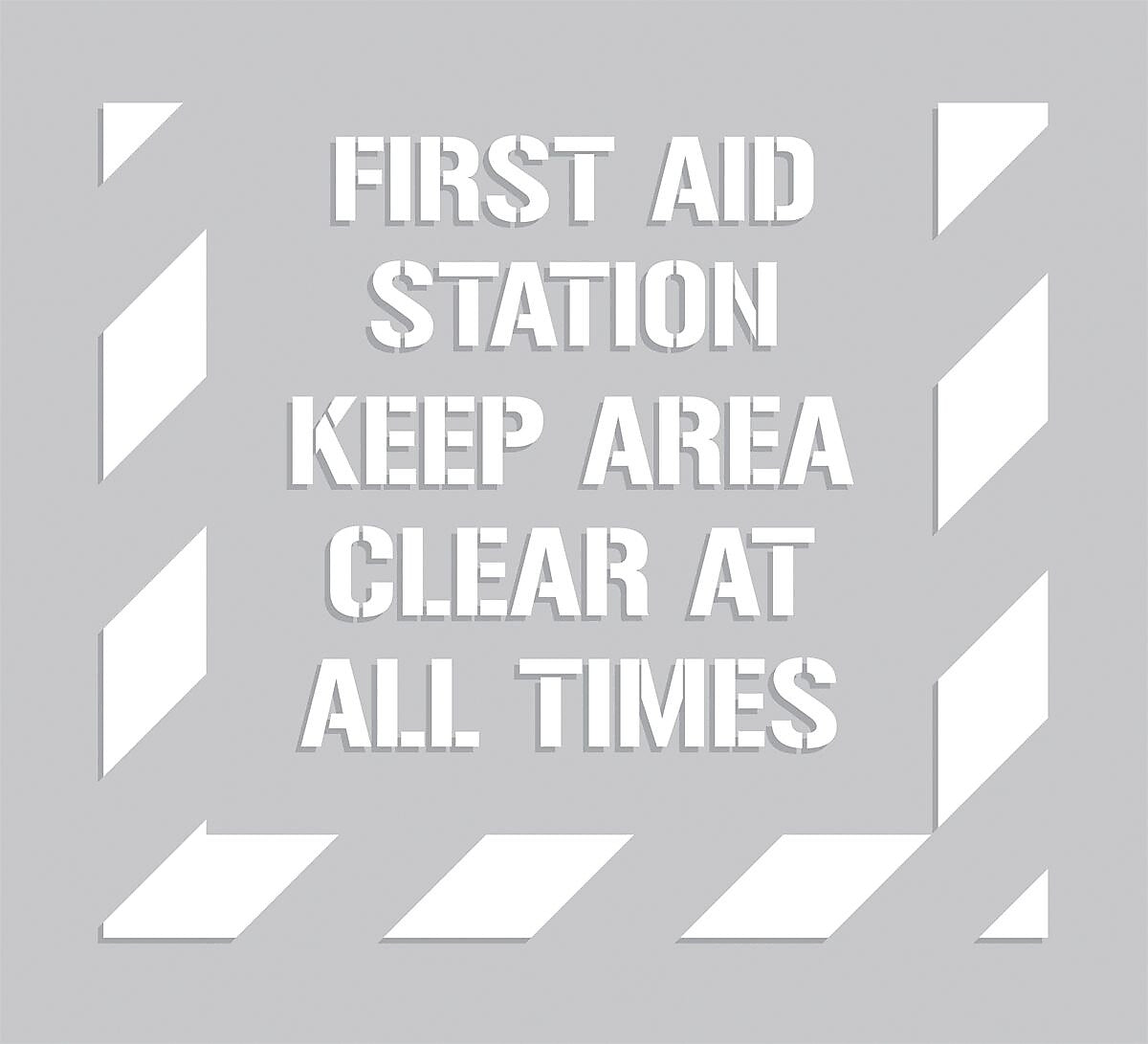 ACCUFORM SIGNS® Floor Stencil, FIRST AID STATION KEEP AREA CLEAR AT ALL TIMES, 44"x40", Plastic