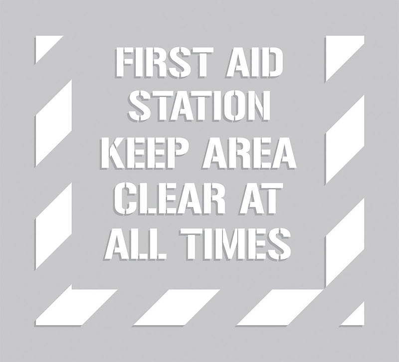 ACCUFORM SIGNS® Floor Stencil, FIRST AID STATION KEEP AREA CLEAR AT ALL TIMES, 44"x40", Plastic