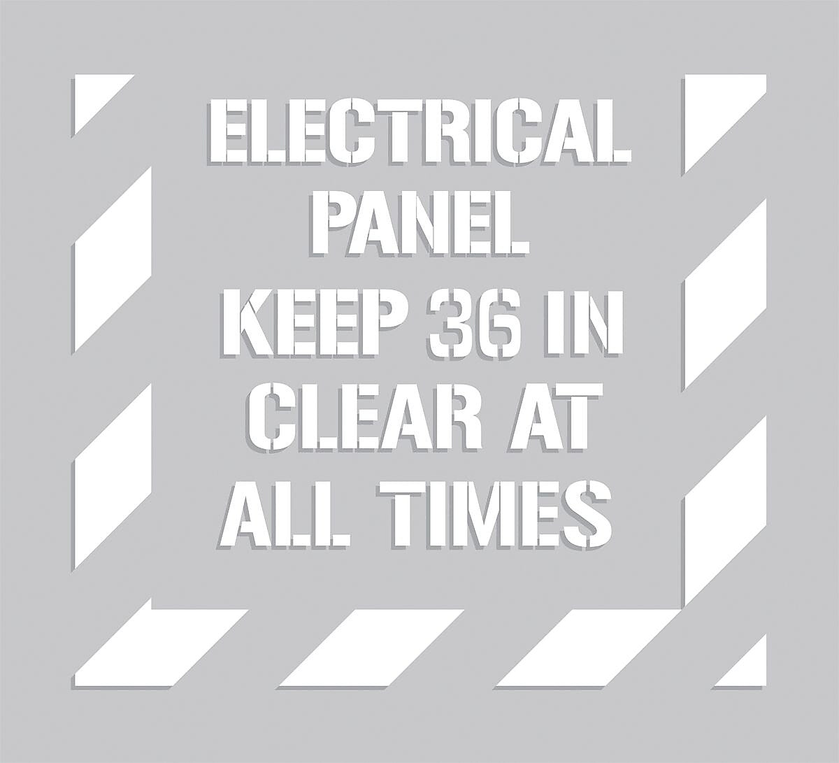 Accuform Floor Stencil, ELECTRICAL PANEL KEEP 36 IN CLEAR AT ALL TIMES, 44"x40", Plastic (PMS309)