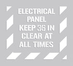 Accuform Floor Stencil, ELECTRICAL PANEL KEEP 36 IN CLEAR AT ALL TIMES, 44"x40", Plastic (PMS309)