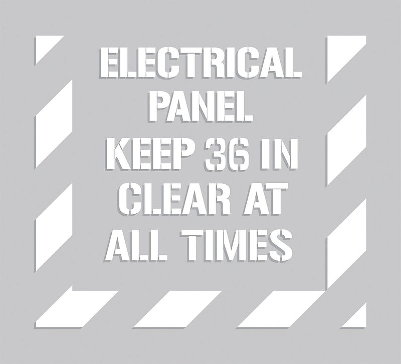 Accuform Floor Stencil, ELECTRICAL PANEL KEEP 36 IN CLEAR AT ALL TIMES, 44"x40", Plastic (PMS309)