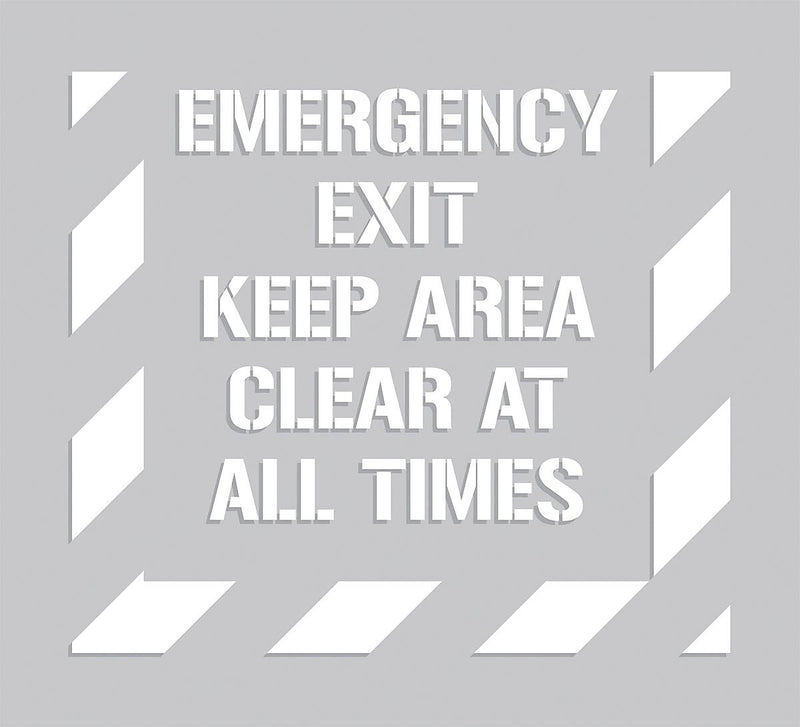 Accuform Floor Marking Stencil, EMERGENCY EXIT KEEP AREA CLEAR AT ALL TIMES, 44"x40", Plastic (PMS303)