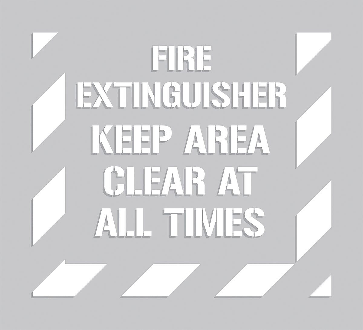 Accuform Floor Stencil, FIRE EXTINGUISHER KEEP AREA CLEAR AT ALL TIMES, 44"x40", Plastic (PMS325)