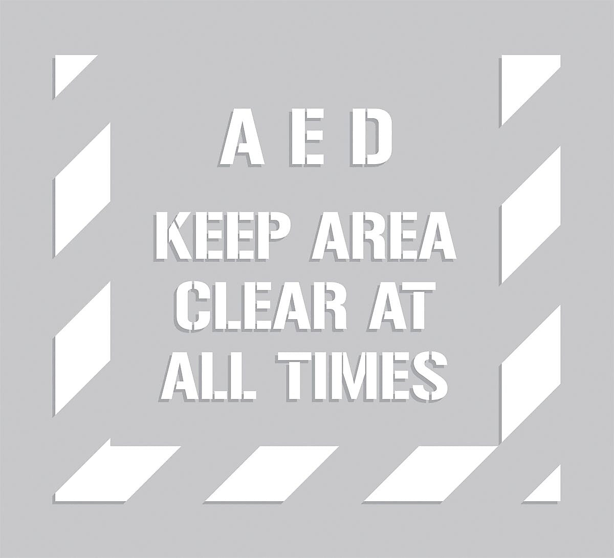 Accuform Floor Marking Stencil, AED KEEP AREA CLEAR AT ALL TIMES, 44" x 40", Plastic (PMS332)
